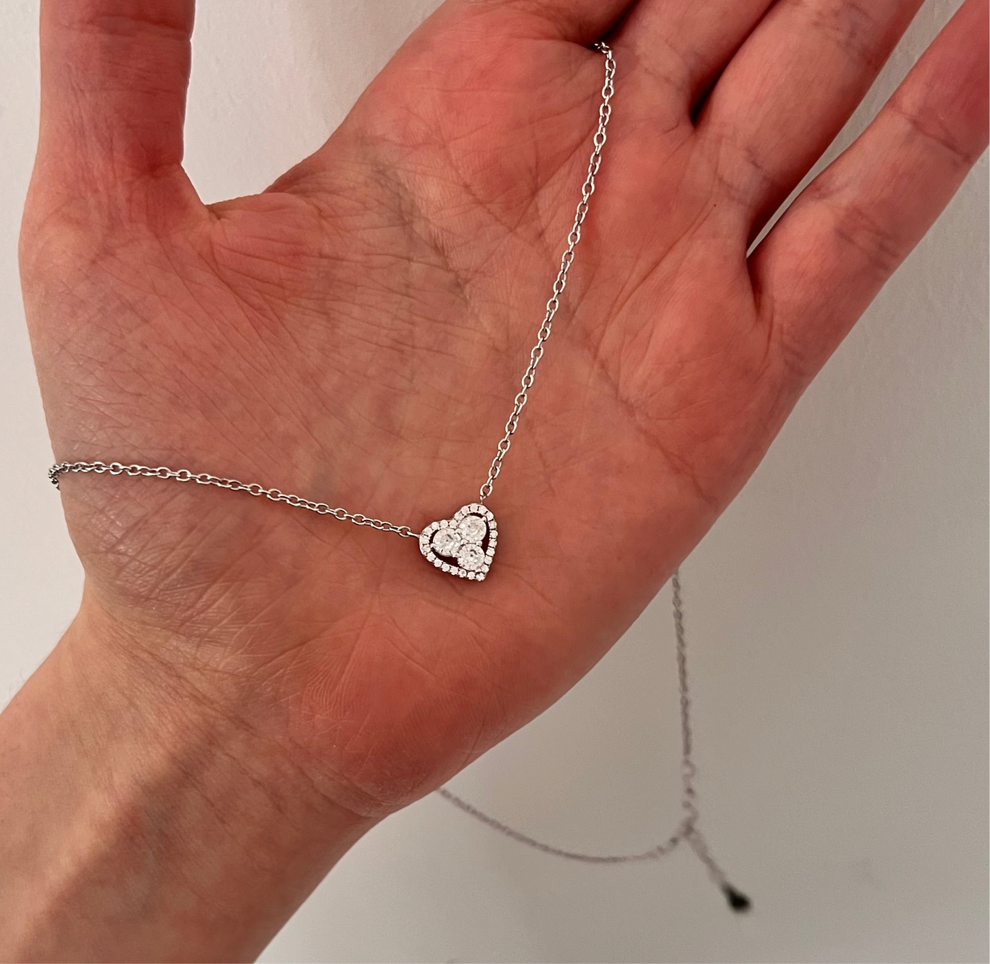 שרשרת קצרה לב כסף טהור