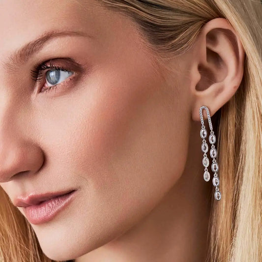 עגיל 2 שורות כסף