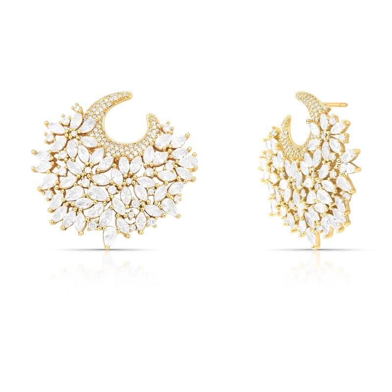 עגיל פרחים זהב