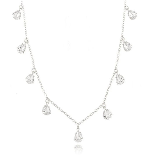 שרשרת טיפות קריסטלים כסף