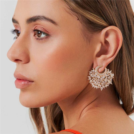 עגיל פרחים זהב