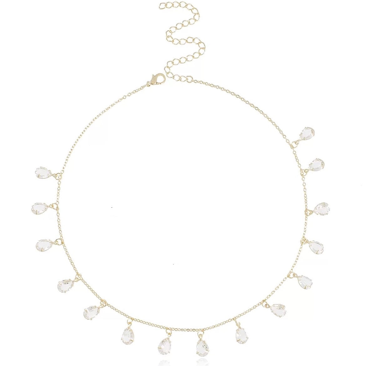 שרשרת טיפות קריסטלים זהב