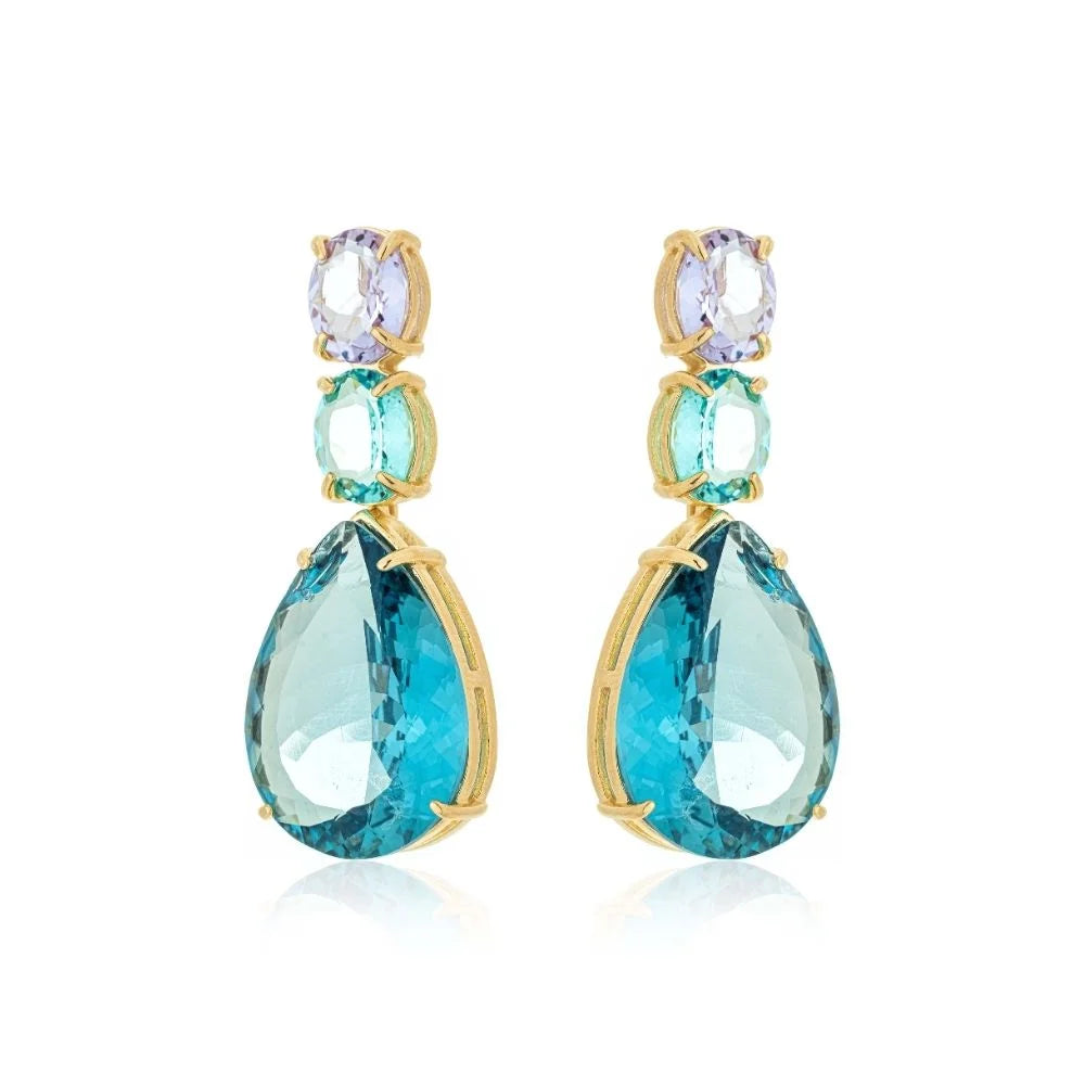 עגיל קריסטלים צבעים