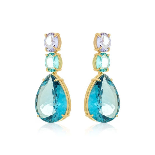 עגיל קריסטלים צבעים